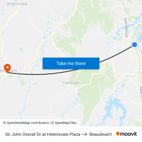 Sir John Overall Dr at Helensvale Plaza to Beaudesert map