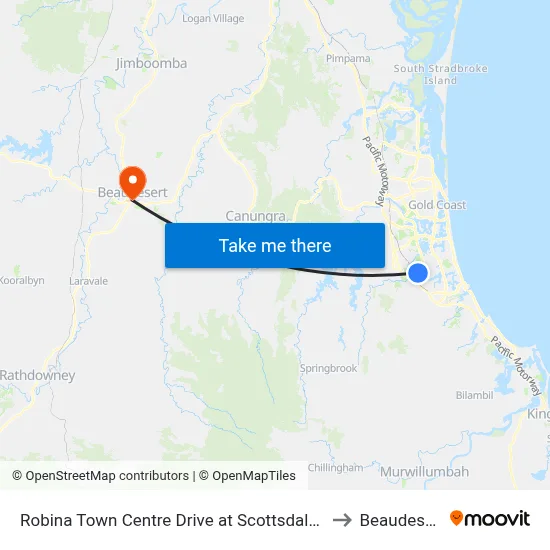 Robina Town Centre Drive at Scottsdale Dr to Beaudesert map