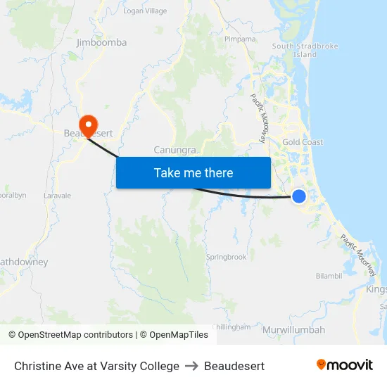 Christine Ave at Varsity College to Beaudesert map