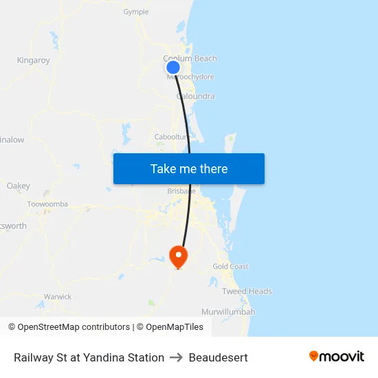 Railway St at Yandina Station to Beaudesert map