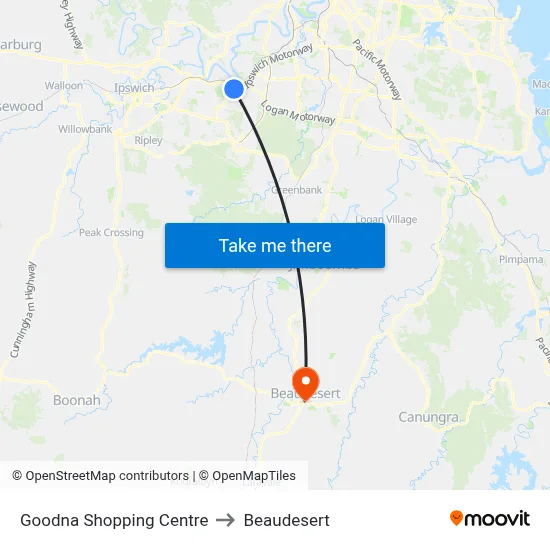 Goodna Shopping Centre to Beaudesert map