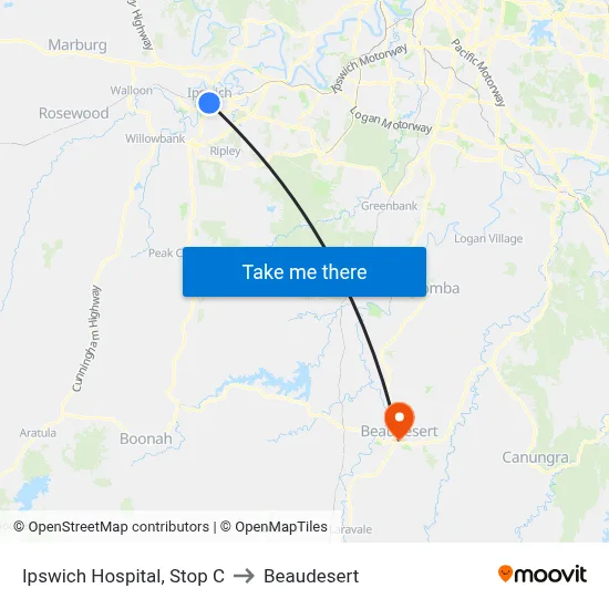 Ipswich Hospital, Stop C to Beaudesert map
