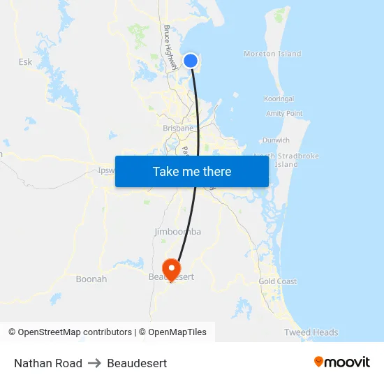 Nathan Road to Beaudesert map