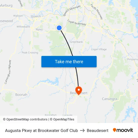 Augusta Pkwy at Brookwater Golf Club to Beaudesert map