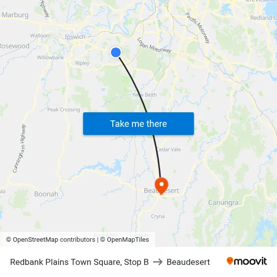 Redbank Plains Town Square, Stop B to Beaudesert map