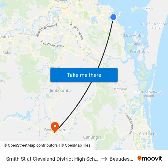 Smith St at Cleveland District High School to Beaudesert map
