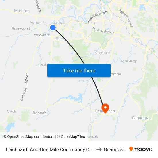 Leichhardt And One Mile Community Centre to Beaudesert map