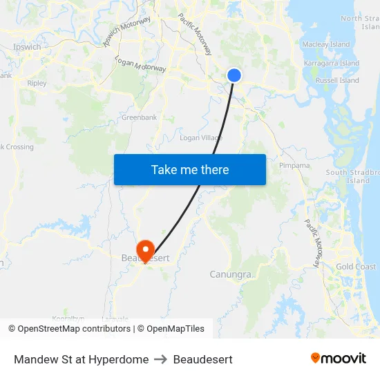Mandew St at Hyperdome to Beaudesert map