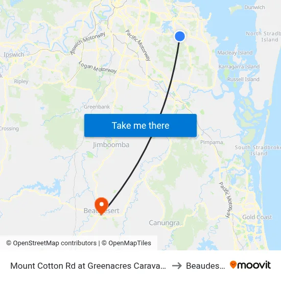 Mount Cotton Rd at Greenacres Caravan Park to Beaudesert map