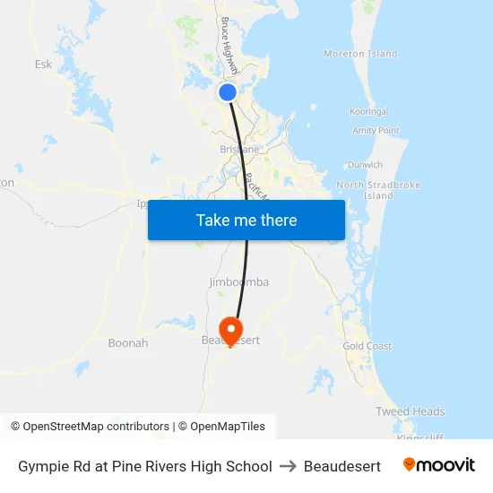 Gympie Rd at Pine Rivers High School to Beaudesert map