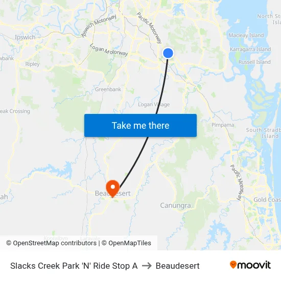 Slacks Creek Park 'N' Ride Stop A to Beaudesert map