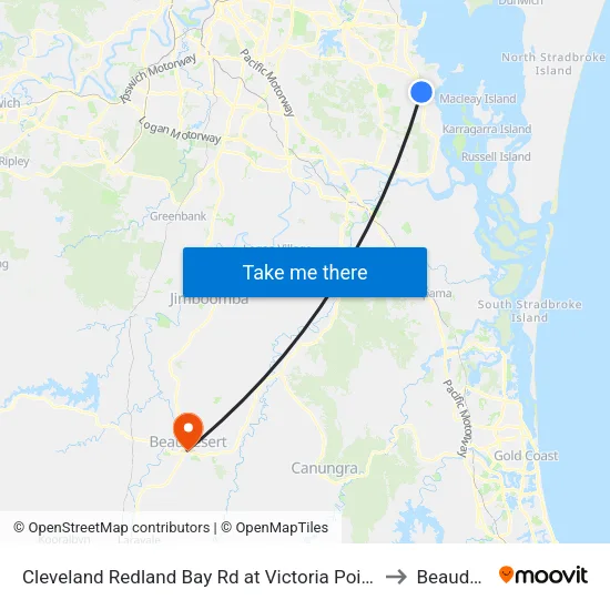 Cleveland Redland Bay Rd at Victoria Point High School to Beaudesert map