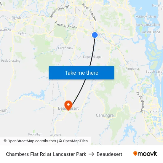 Chambers Flat Rd at Lancaster Park to Beaudesert map