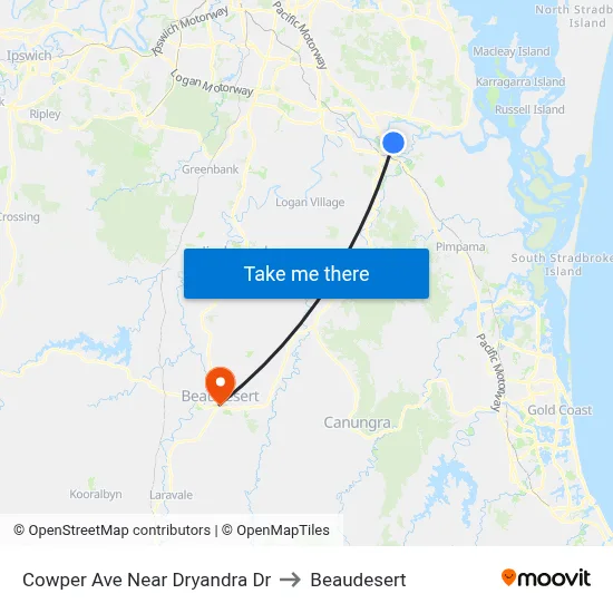 Cowper Ave Near Dryandra Dr to Beaudesert map