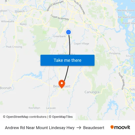Andrew Rd Near Mount Lindesay Hwy to Beaudesert map