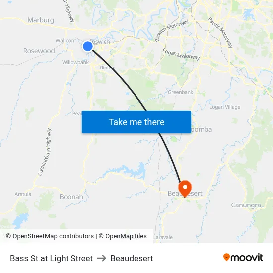 Bass St at Light Street to Beaudesert map
