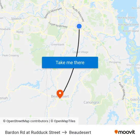 Bardon Rd at Rudduck Street to Beaudesert map