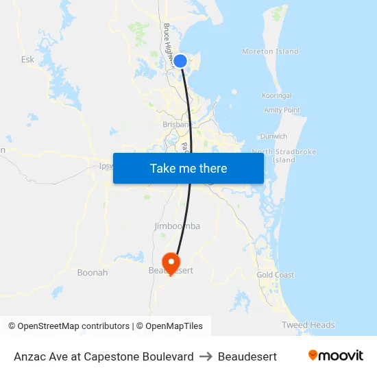 Anzac Ave at Capestone Boulevard to Beaudesert map
