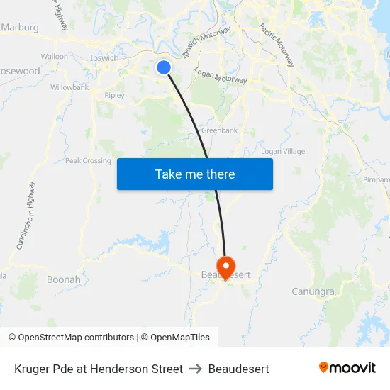 Kruger Pde at Henderson Street to Beaudesert map