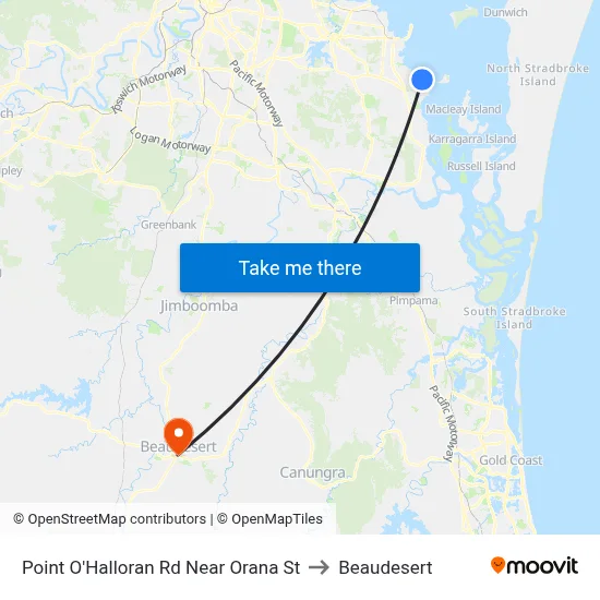 Point O'Halloran Rd Near Orana St to Beaudesert map