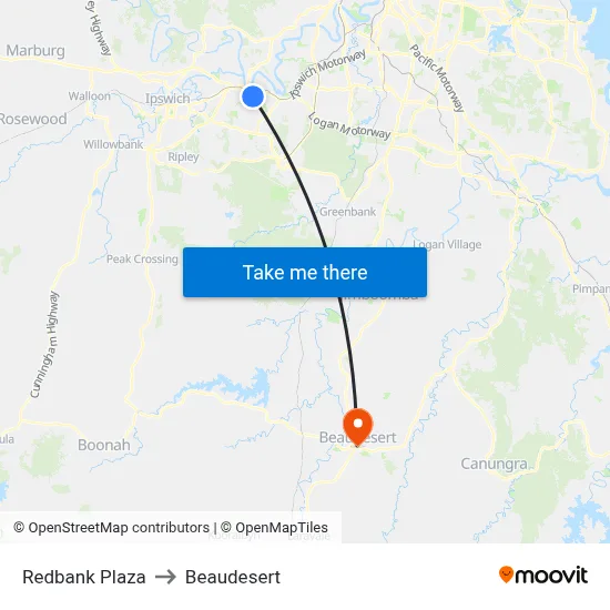 Redbank Plaza to Beaudesert map