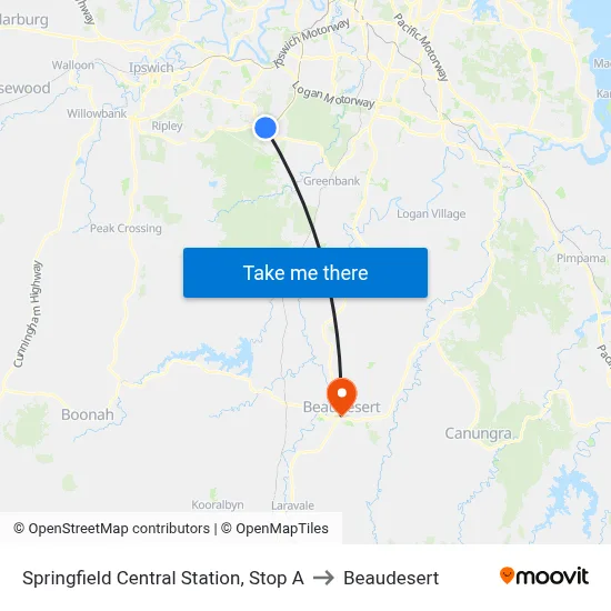 Springfield Central Station, Stop A to Beaudesert map
