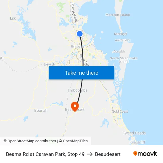 Beams Rd at Caravan Park, Stop 49 to Beaudesert map
