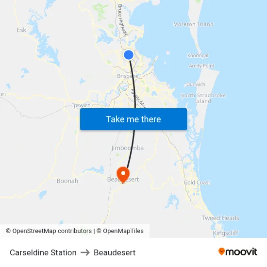 Carseldine Station to Beaudesert map