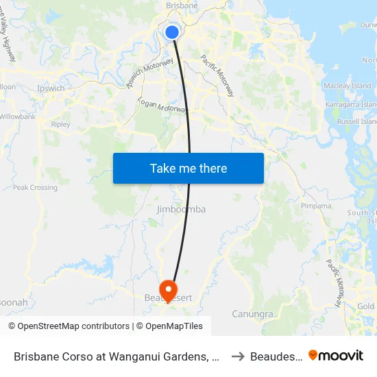 Brisbane Corso at Wanganui Gardens, Stop 35 to Beaudesert map