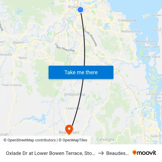 Oxlade Dr at Lower Bowen Terrace, Stop 19 to Beaudesert map