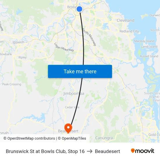 Brunswick St at Bowls Club, Stop 16 to Beaudesert map