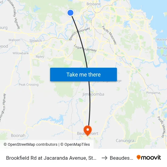 Brookfield Rd at Jacaranda Avenue, Stop 43 to Beaudesert map