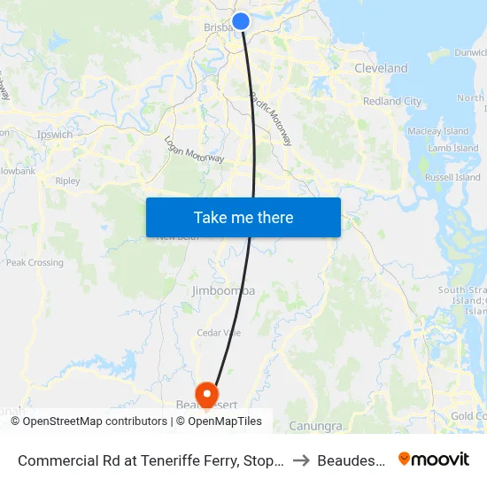 Commercial Rd at Teneriffe Ferry, Stop 16 to Beaudesert map
