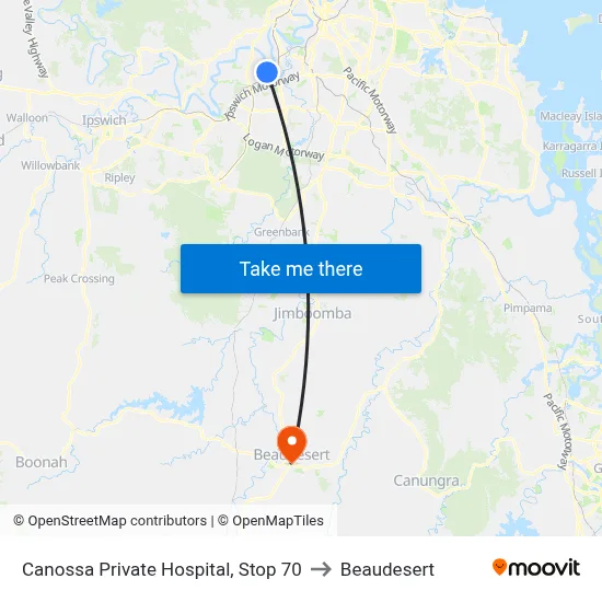 Canossa Private Hospital, Stop 70 to Beaudesert map