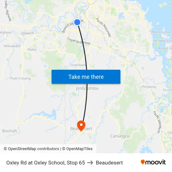 Oxley Rd at Oxley School, Stop 65 to Beaudesert map