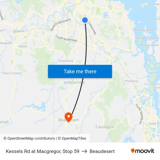 Kessels Rd at Macgregor, Stop 59 to Beaudesert map