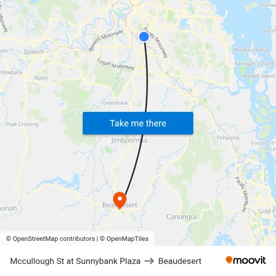 Mccullough St at Sunnybank Plaza to Beaudesert map