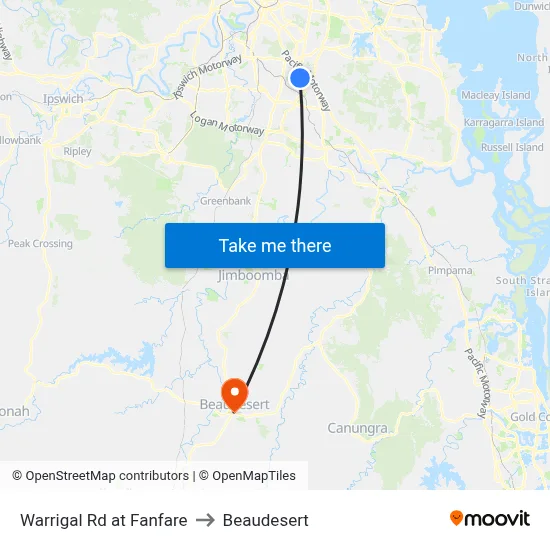 Warrigal Rd at Fanfare to Beaudesert map