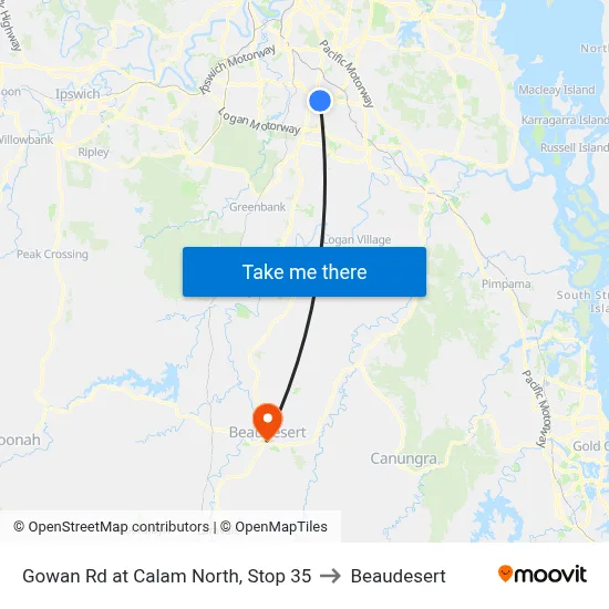 Gowan Rd at Calam North, Stop 35 to Beaudesert map
