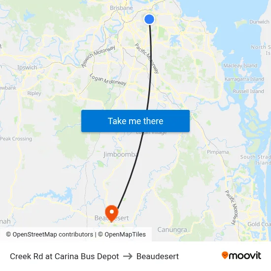 Creek Rd at Carina Bus Depot to Beaudesert map