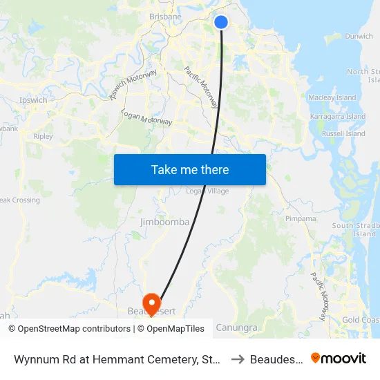 Wynnum Rd at Hemmant Cemetery, Stop 44 to Beaudesert map