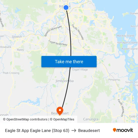 Eagle St App Eagle Lane (Stop 63) to Beaudesert map