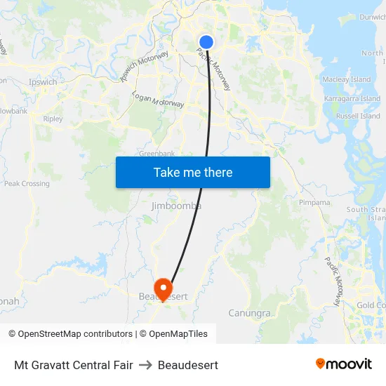 Mt Gravatt Central Fair to Beaudesert map