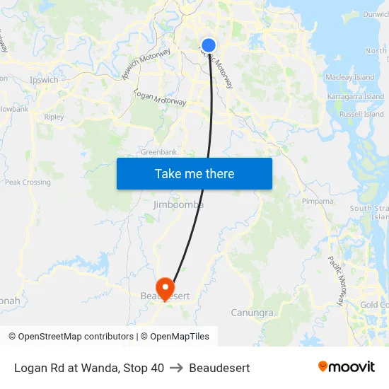 Logan Rd at Wanda, Stop 40 to Beaudesert map