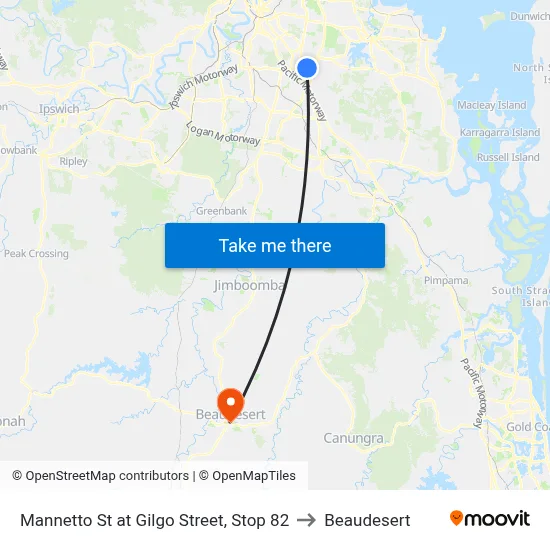 Mannetto St at Gilgo Street, Stop 82 to Beaudesert map