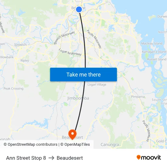 Ann Street Stop 8 to Beaudesert map