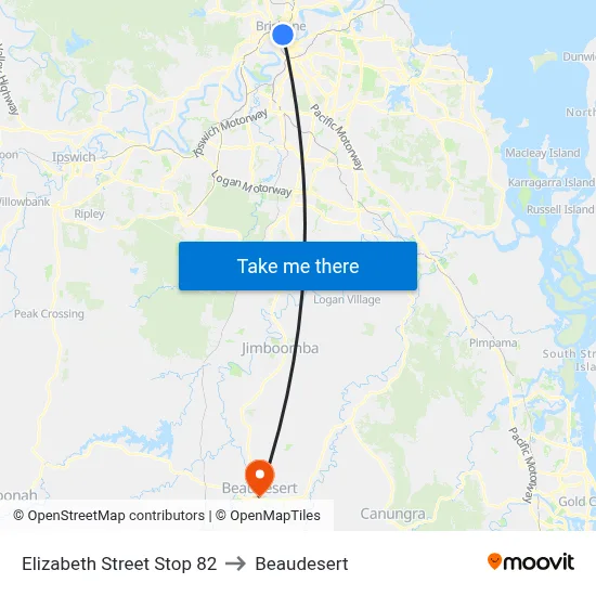 Elizabeth Street Stop 82 to Beaudesert map