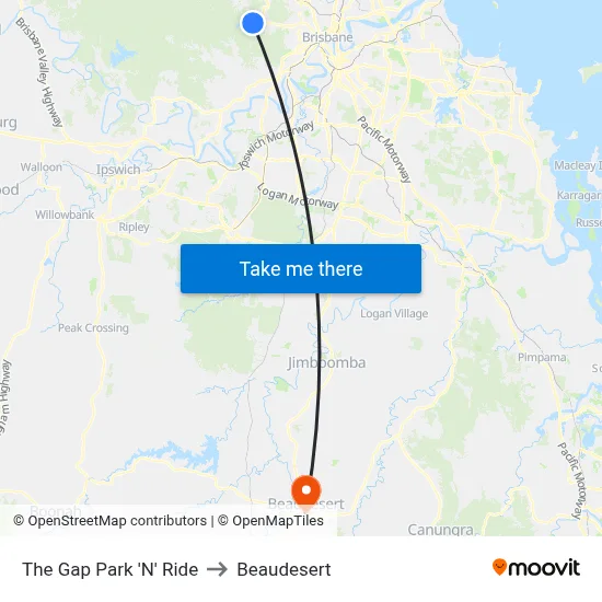 The Gap Park 'N' Ride to Beaudesert map