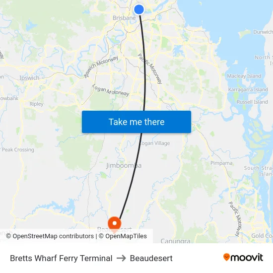 Bretts Wharf Ferry Terminal to Beaudesert map