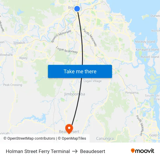 Holman Street Ferry Terminal to Beaudesert map